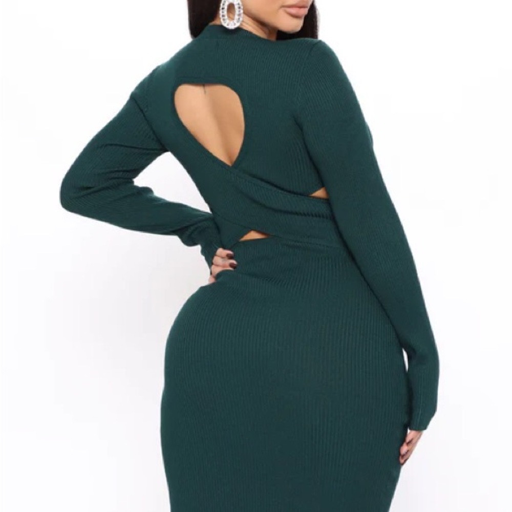 Fashion Nova Teal Long Sleeve Dress - Picture 2 of 3